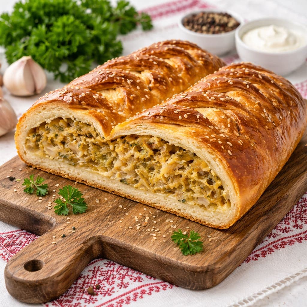 Кулебяка с капустой и яйцом