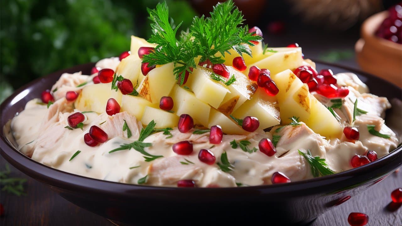 Салат с орехами и гранатом